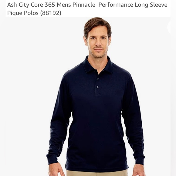 Mens XL Core 365 men’s long sleeve polo in navy blue - Picture 2 of 9